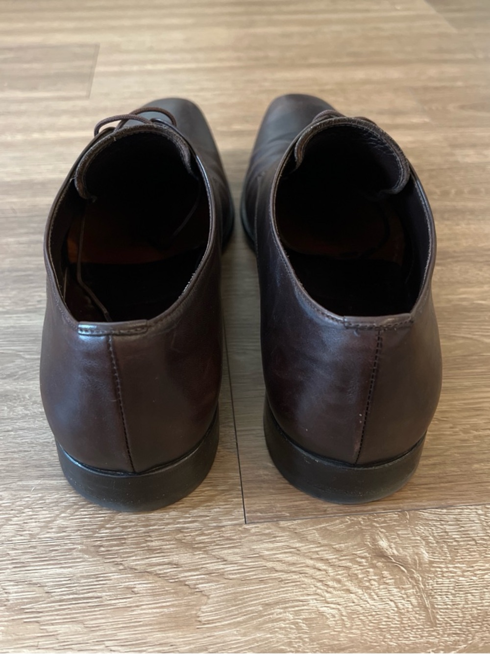 Prada Men's Dark Brown Leather Derby Dress Shoes - Picture 5 of 11